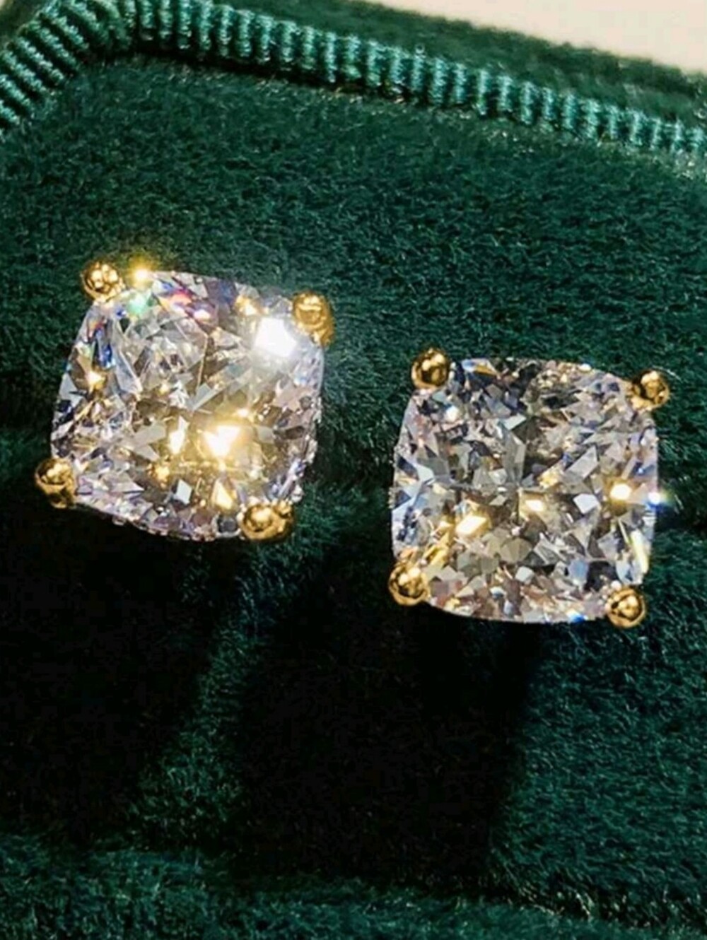 8 ctw Cushion Cut Simulated Diamond Earrings with White Gold Studs